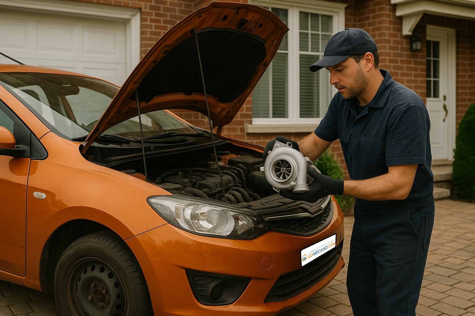 Gomécanicien qui change un turbo par GOMECANO.COM