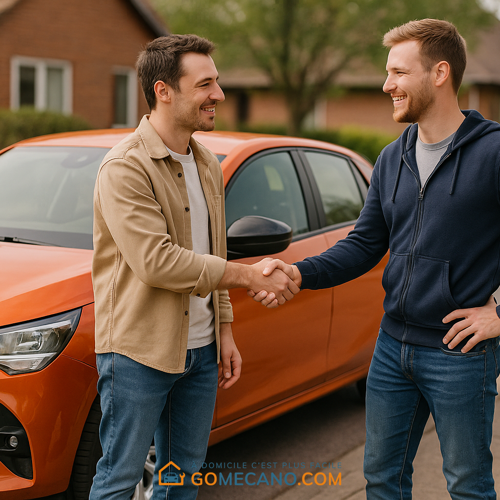 Homme qui prête sa voiture par GOMECANO.COM