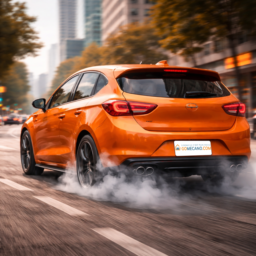 Voiture orange qui claque au demarrage par GOMECANO.COM