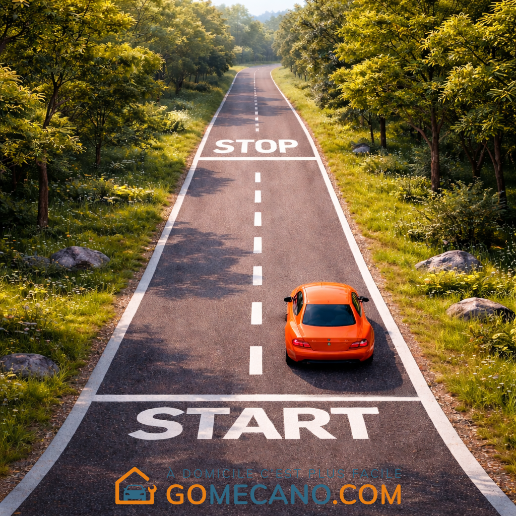 Voiture orange qui ne fait que des petits trajets par GOMECANO.COM