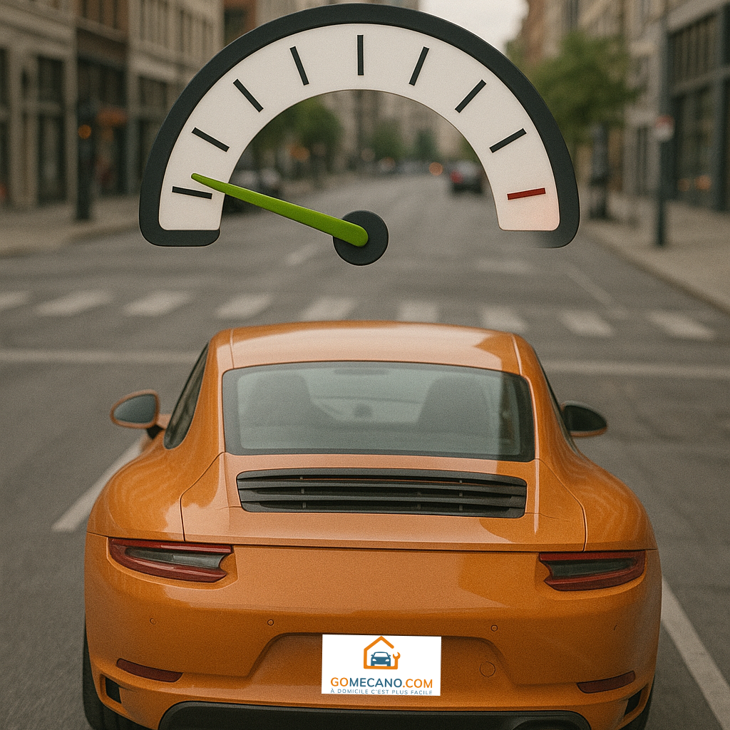 Voiture orange qui perd de la puissance par GOMECANO.COM