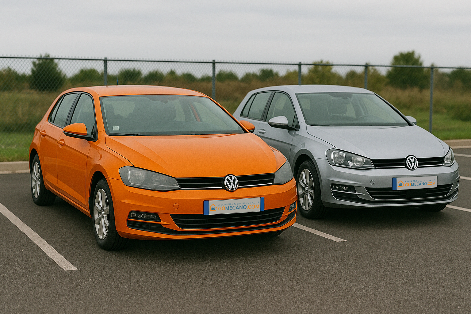 Voiture orange avec les optiques opaques par GOMECANO.COM