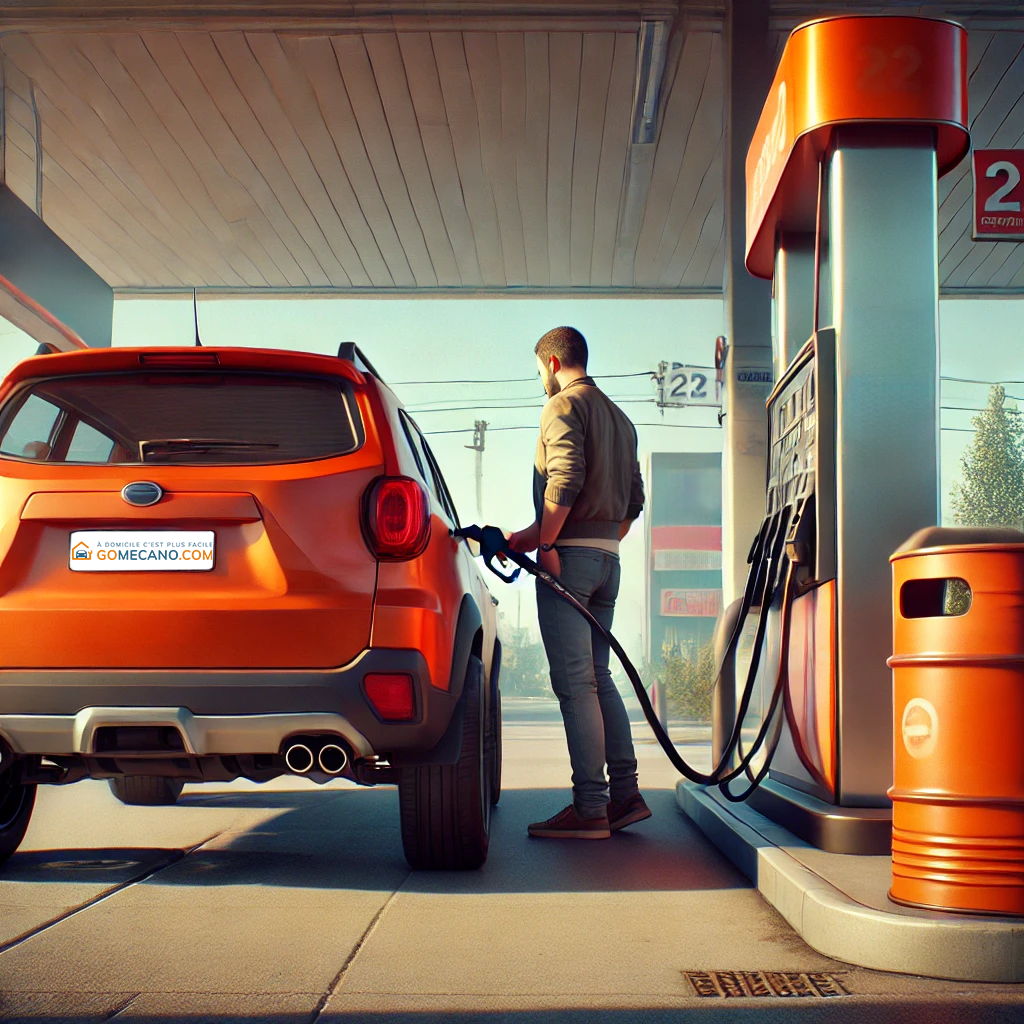 Homme qui met du carburant par GOMECANO.COM